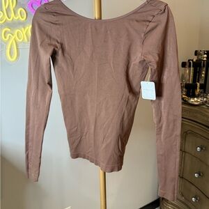 Free People brown Fitted Long Sleeve Top